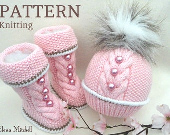 PATRON de tricot pour bébés Ensemble de bébé tricoté Chaussures de bébé Chapeau de bébé tricoté Modèle pour enfants Chaussons de bébé Modèle de bébé garçon bébé fille (fichier PDF)