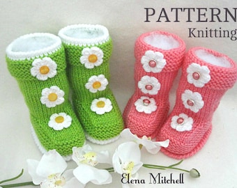 Knitting PATTERN Baby Shoes Baby Booties Knitted Baby Booty Baby Girl Shoes Knitted Baby Girl Booties Knitting Pattern in English PDF