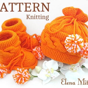 Knitting PATTERN Baby Booties Baby Hat Knitted Baby Shoes Knit Baby Beanie Baby Girl Baby Boy Knitted Baby Outfit PATTERN in English PDF image 9