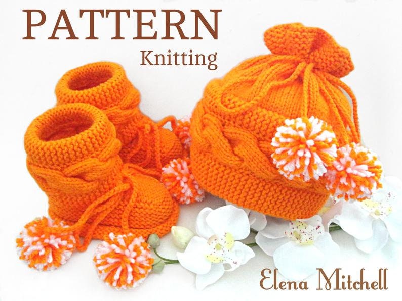 Knitting PATTERN Baby Booties Baby Hat Knitted Baby Shoes Knit Baby Beanie Baby Girl Baby Boy Knitted Baby Outfit PATTERN in English PDF image 9