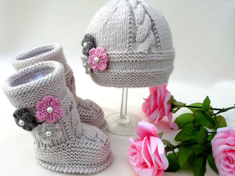 Knitting PATTERN Baby Set Infant Baby Hat Babies Baby Shoes Newborn Knitted Baby Hat Baby Booties Baby Boy Baby Girl Pattern PDF file image 3