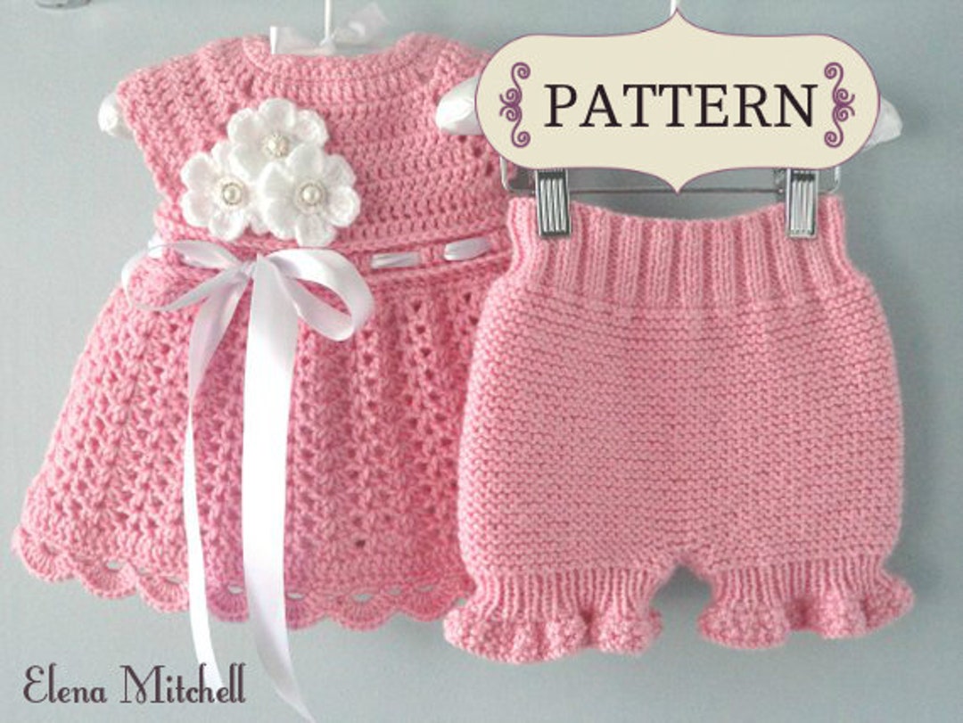 Crochet PATTERN Baby Dress Knitting PATTERN Baby Bloomers Knitted