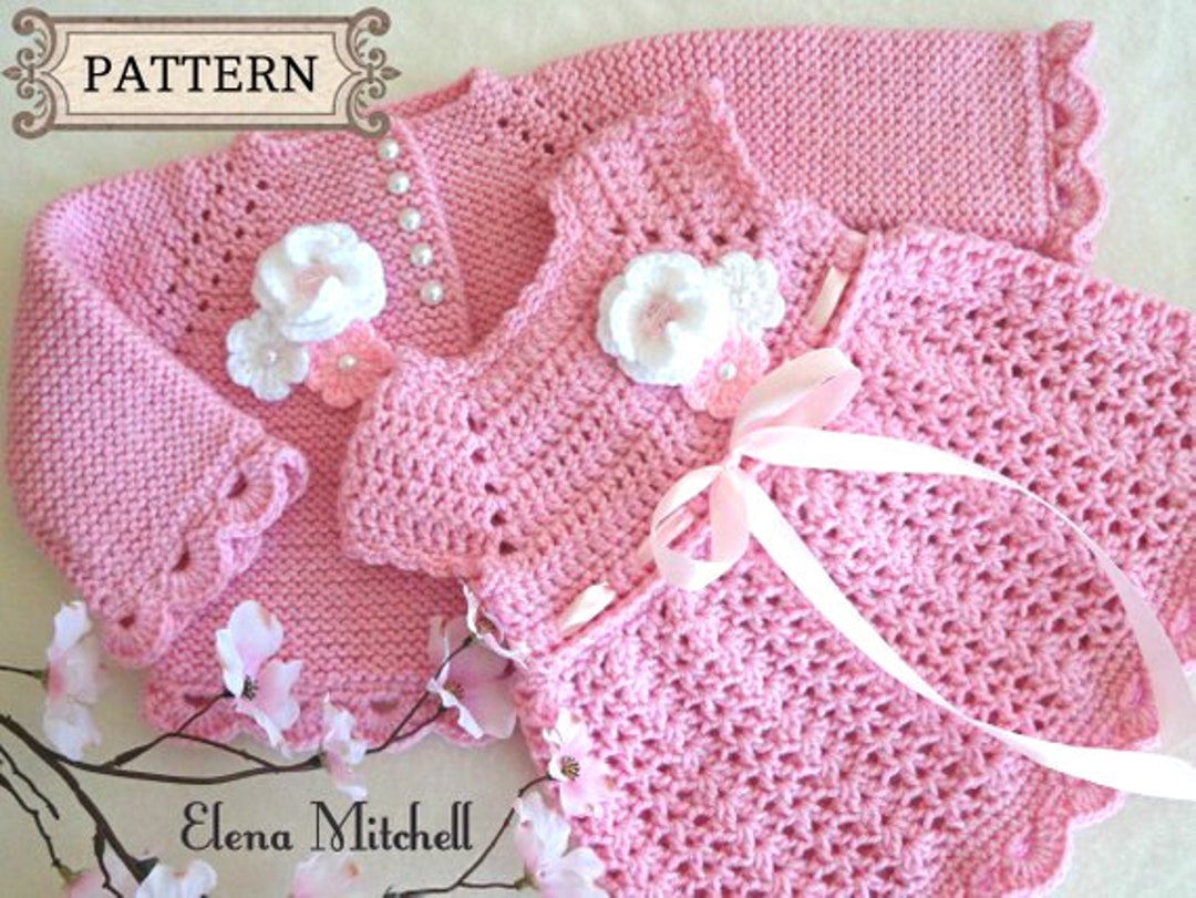 Knitting PATTERN Baby Jacket Crochet PATTERN Baby Dress Baby Cardigan