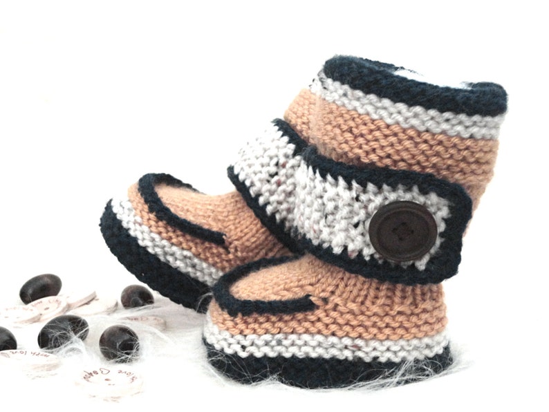 Knitting PATTERN Baby Booties Baby Shoes Knitted Baby Uggs Baby Boy Baby Girl Boots Newborn Infant Booties 0 18 months PATTERN PDF image 4