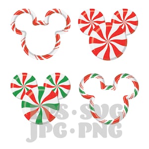 Magic Mouse Candy Cane Peppermint - EPS, PNG, Jpg, Svg, Dxf