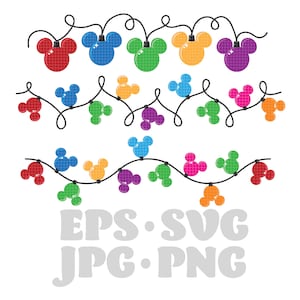 Magic Mouse Christmas Holiday Light Strings - EPS, PNG, Svg, Jpg