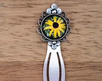 Black Eyed Susan floral bookmark, book lover gift for librarians, bookworm gift for teacher, metal bookmark reading accessory