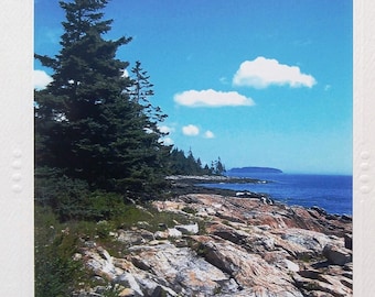 Maine coast photo note card, New England blank greeting card, blue ocean birthday card, thinking of you card, thank you note