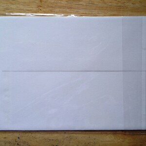 May include: A white card with a horizontal line across the middle, inside a clear plastic sleeve.