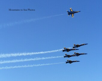 Blue Angels military jets, 8x10 print aviation wall art, fighter jet decor for the boys room, airshow plane print gift for dad