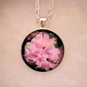 Purple azalea pendant necklace, flower jewelry best selling item, photo jewelry gift for mom, floral silver necklace, flower lover gift