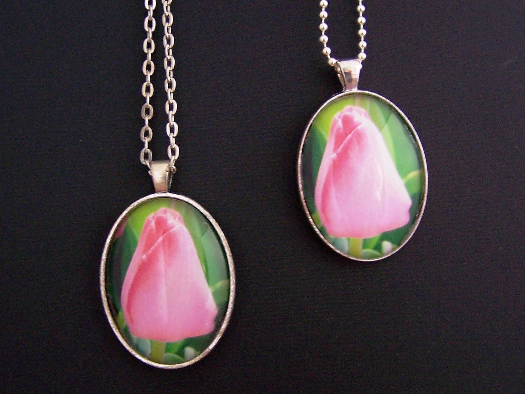 Tulip necklace flower jewelry pink tulip flower fashion Etsy