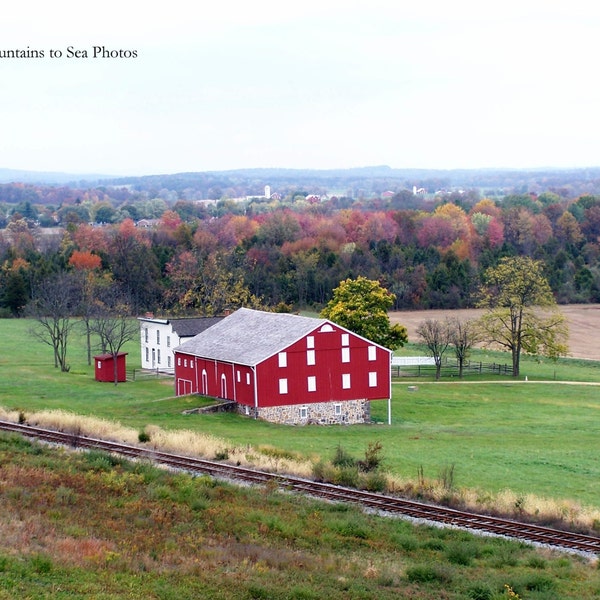 Gettysburg barn photo print, Pennsylvania autumn decor, Civil War 8x10 landscape print, birthday gift idea for history buff, desk decor