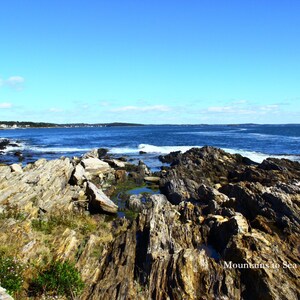 Maine photo coastal decor, Bailey Island 5x7 print, ocean waves bedside decor, New England year round wall art, beach home decor