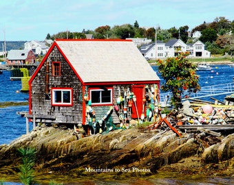 Maine coast 5x7 print, lobster buoys small photo print, coastal decor, rustic wall art, Bailey Island table decor, New England scenic photo