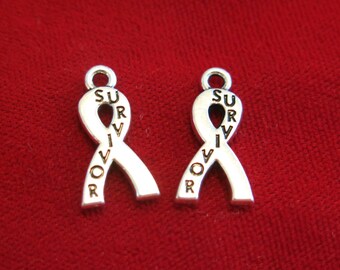 Jewelry Supplies Round Tag Survivor Charm Wholesale Gifts Message Tag Sale Etched Heart Sterling Silver Engraved I/'m a Survivor