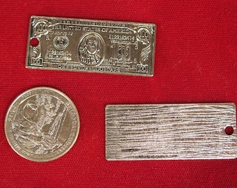 6 One hundred dollar bill charms antique silver tone WT19