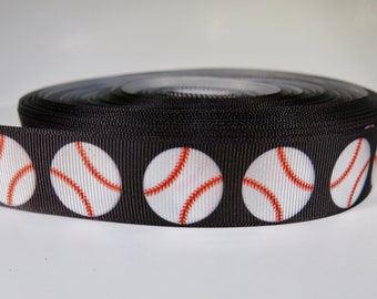 LAST! 4 yards of 7/8 inch "Baseball" grosgrain ribbon