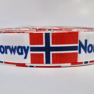 5 yards of 7/8 inch "Norway flag" grosgrain ribbon