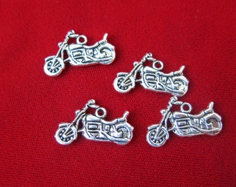 10pc "motorbike" charms in antique silver style (BC57)