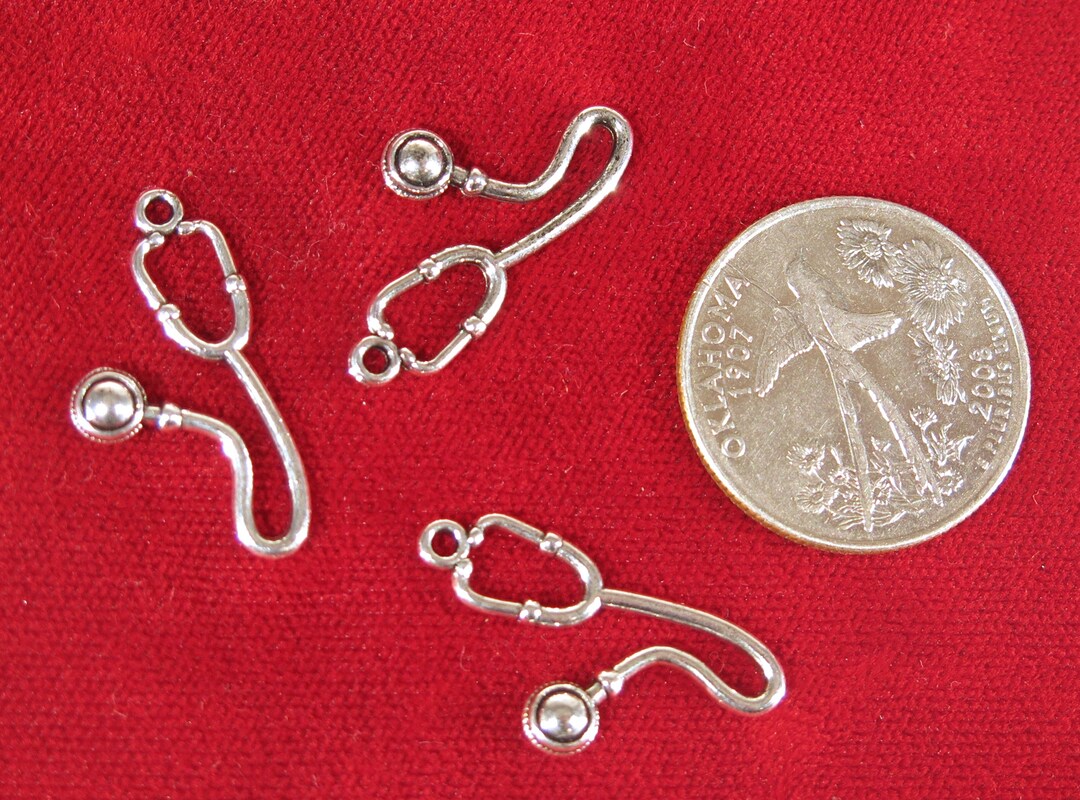 10pc stethoscope Charms in Antique Silver Style Etsy