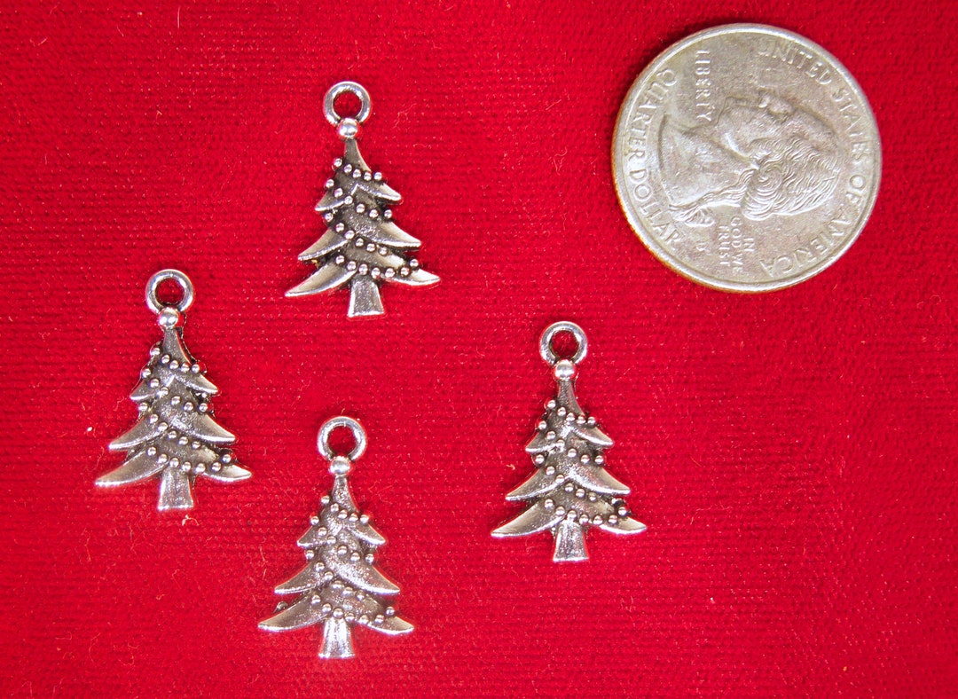 BULK 30pc christmas Tree Charms in Antique Silver Etsy