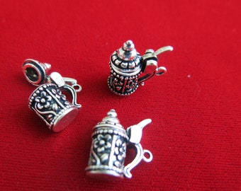 BULK! 10pc "German beer stein" charms in antique silver style (BC130B)
