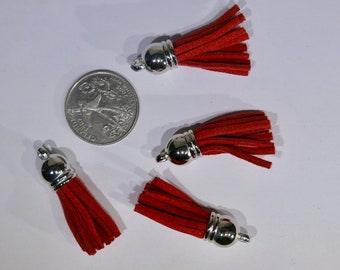20pc red "tassels" charms in antique silver style (BC1527 red)