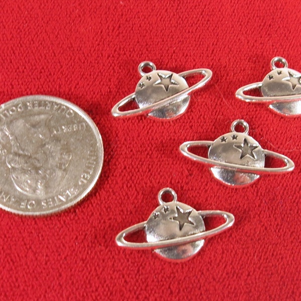 BULK! 30pc "saturn" charms in antique style silver (BC1595B)