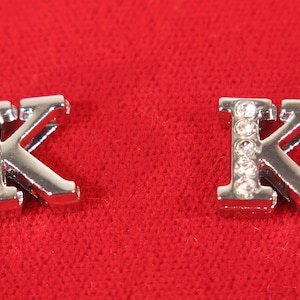 10pc &quot;letter K&quot; 8mm slide charms in antique style silver (BC1375-K)