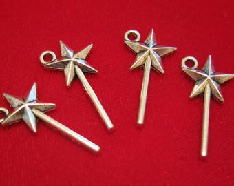 10pc "star stick" charms in antique silver style (BC439)