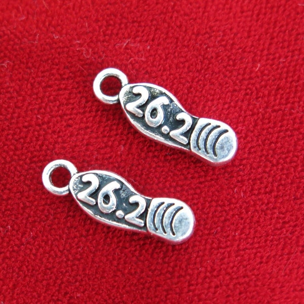 10pc "26.2 marathon" charms in antique silver (BC818)