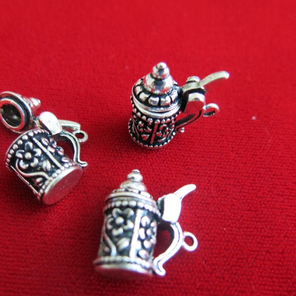 2pc "German beer stein" charms in antique silver style (BC130)