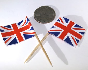 50pc "Great Britain flag" tooth pick / cake topper (D48)