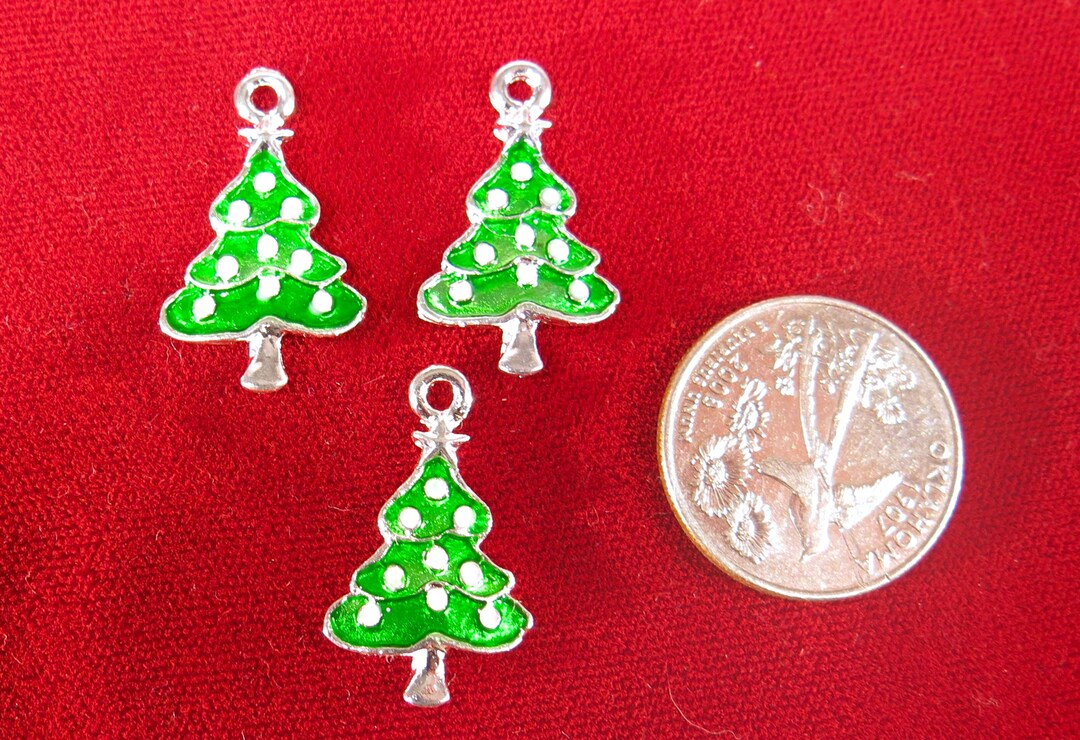 BULK 30pc Enamel christmas Tree Charms in Antique Etsy