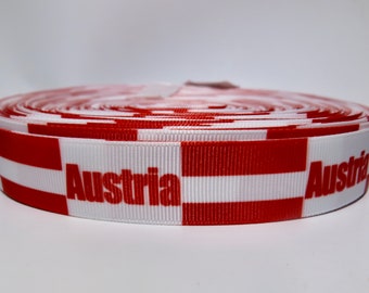 5 yards of 7/8 inch "Austria flag" grosgrain ribbon