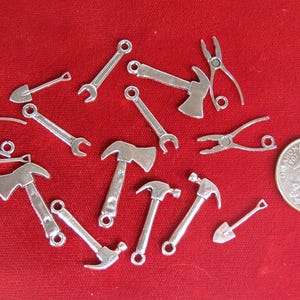 15pc &quot;tool box&quot; charms in antique silver style (BC139)