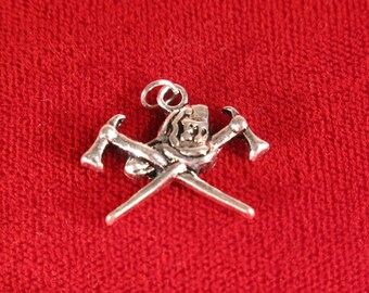5pc "fire dept" charms in antique silver style (BC910)
