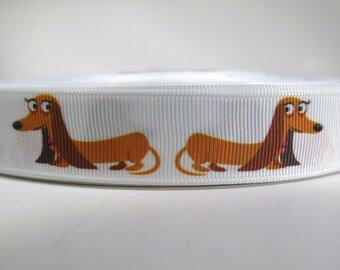 3 metres x Dachshund Sausage Dog Winter Ribbon 15mm puppy cotton 3 metres x Dachshund Sausage Dog Winter Ribbon 15mm puppy cotton