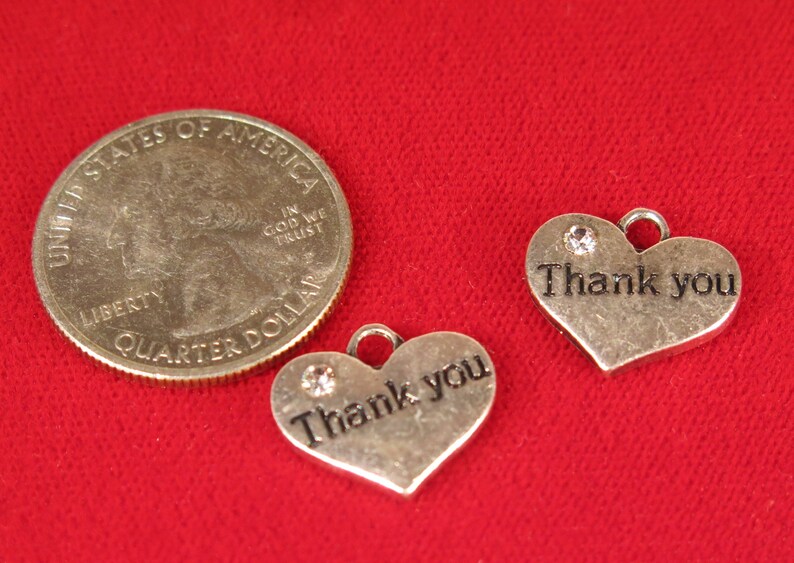 5pc thank You Charms in Antique Silver Style Etsy