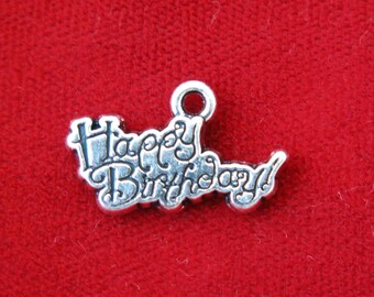 BULK 15pc happy Birthday Charms in Antique Silver - Etsy
