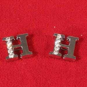 10pc &quot;letter H&quot; 8mm slide charms in antique style silver (BC1375-H)