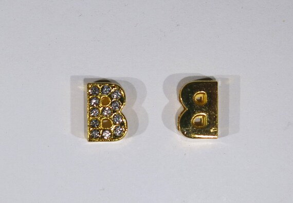 8mm Full Rhinestone Gold Letter Bling Bling Slide Charms