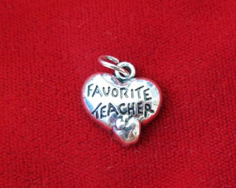 10pc "Favorite teacher" charms in antique silver (BC805)