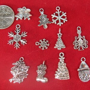 10pc set &quot;Christmas&quot; charms in antique silver style (BC1399)