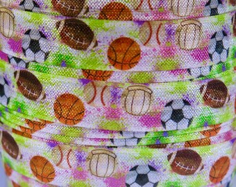 3 yards of FOE 5/8 inch "Sports" fold-over elastic ribbon