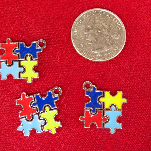 BULK! 15pc "autism awareness" charms in silver style (BC1545B)