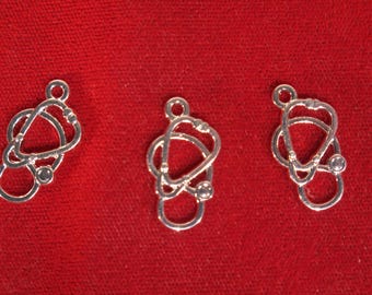 BULK! 15pc "stethoscope" charms in antique silver style (BC1158B)
