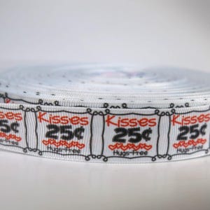5 yards of 7/8 inch &quot;Kisses&quot; grosgrain ribbon