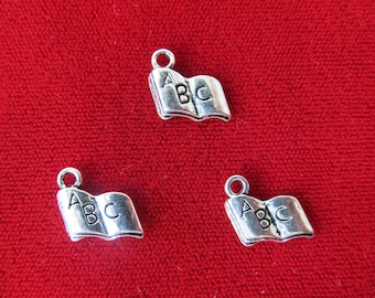 10pc "book" charms in antique silver style (BC521)